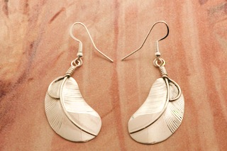 Sterling Silver Feather Native American Earrings